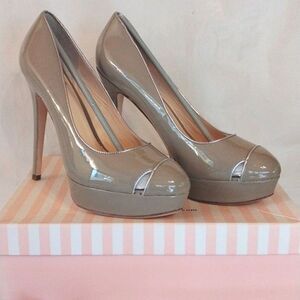 Footcandy Taupe Patent Platform Pump